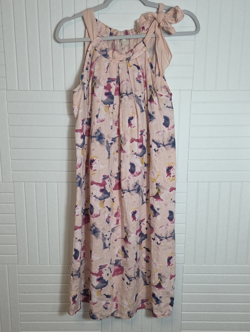 Bellambra Italian 100% Linen Pink Tie Shoulder Dress Size S